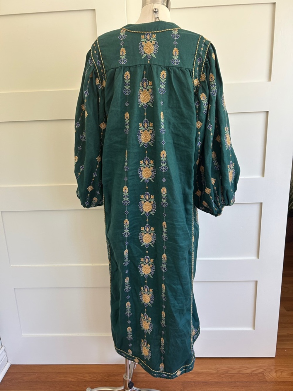 FARM Rio Emerald Green pineapple Maxi Dress with Yellow & Blue Embroidery - Picture 7 of 14